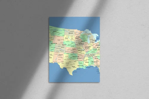Zachwycająca mapa USA w harmonijnych odcieniach