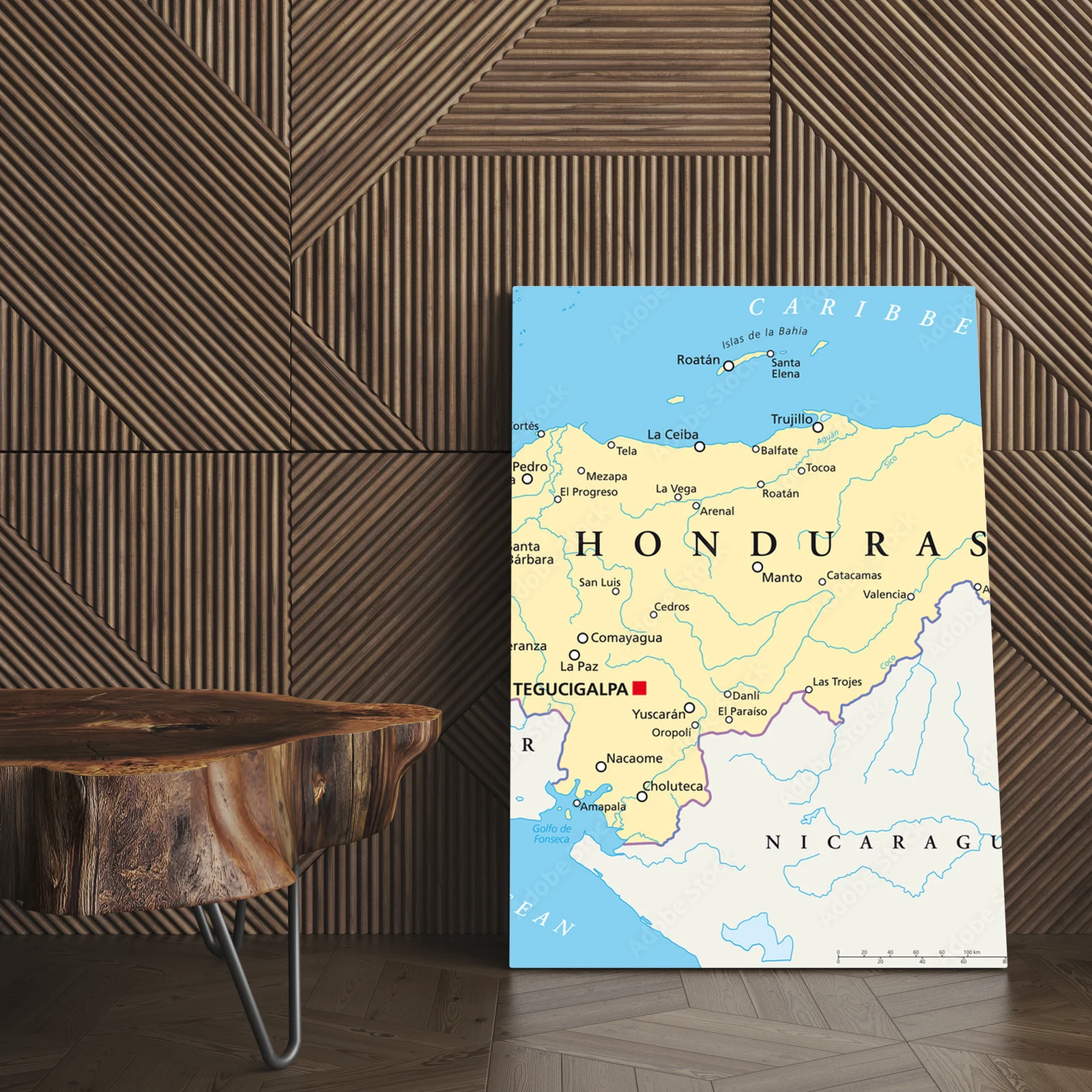 Polityczna mapa Hondurasu w pastelowych odcieniach