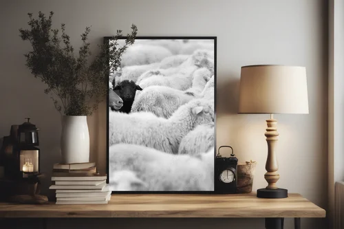Czarne owce w monochromatycznym wydaniu