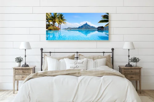 Rajska sceneria Bora Bora w błękitnych tonach