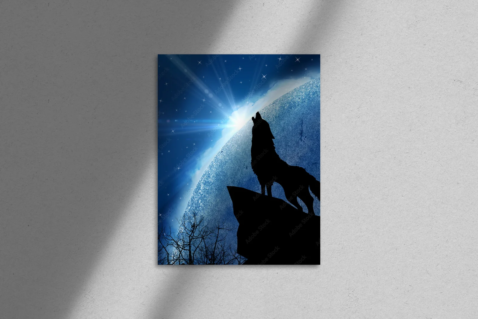Wolf w księżycowej symfonii nocnego nieba