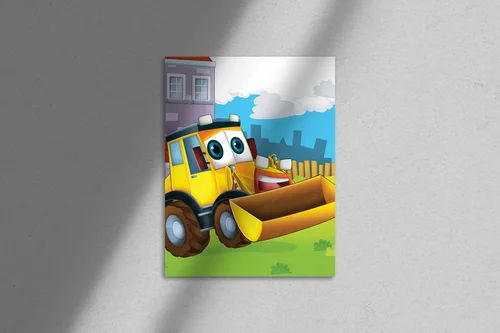 Radosny traktor w pastelowym klimacie dziecięcej fantazji