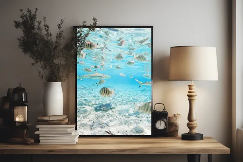 Egzotyczna głębia oceanu w niebieskich odcieniach