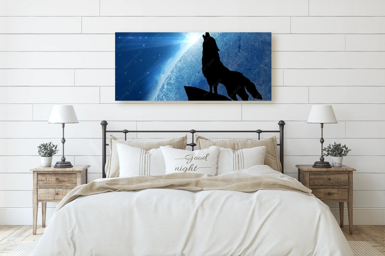 Wolf w księżycowej symfonii nocnego nieba