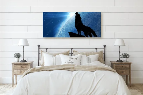 Wolf w księżycowej symfonii nocnego nieba