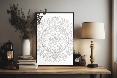 Elegancka mandala w białych odcieniach harmonii