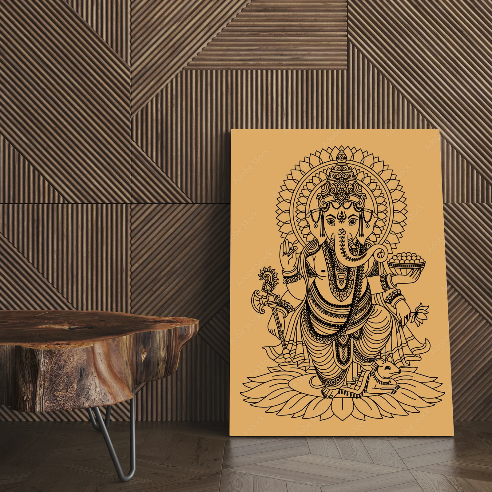 Słoneczny bóstw Ganesha w złotych odcieniach