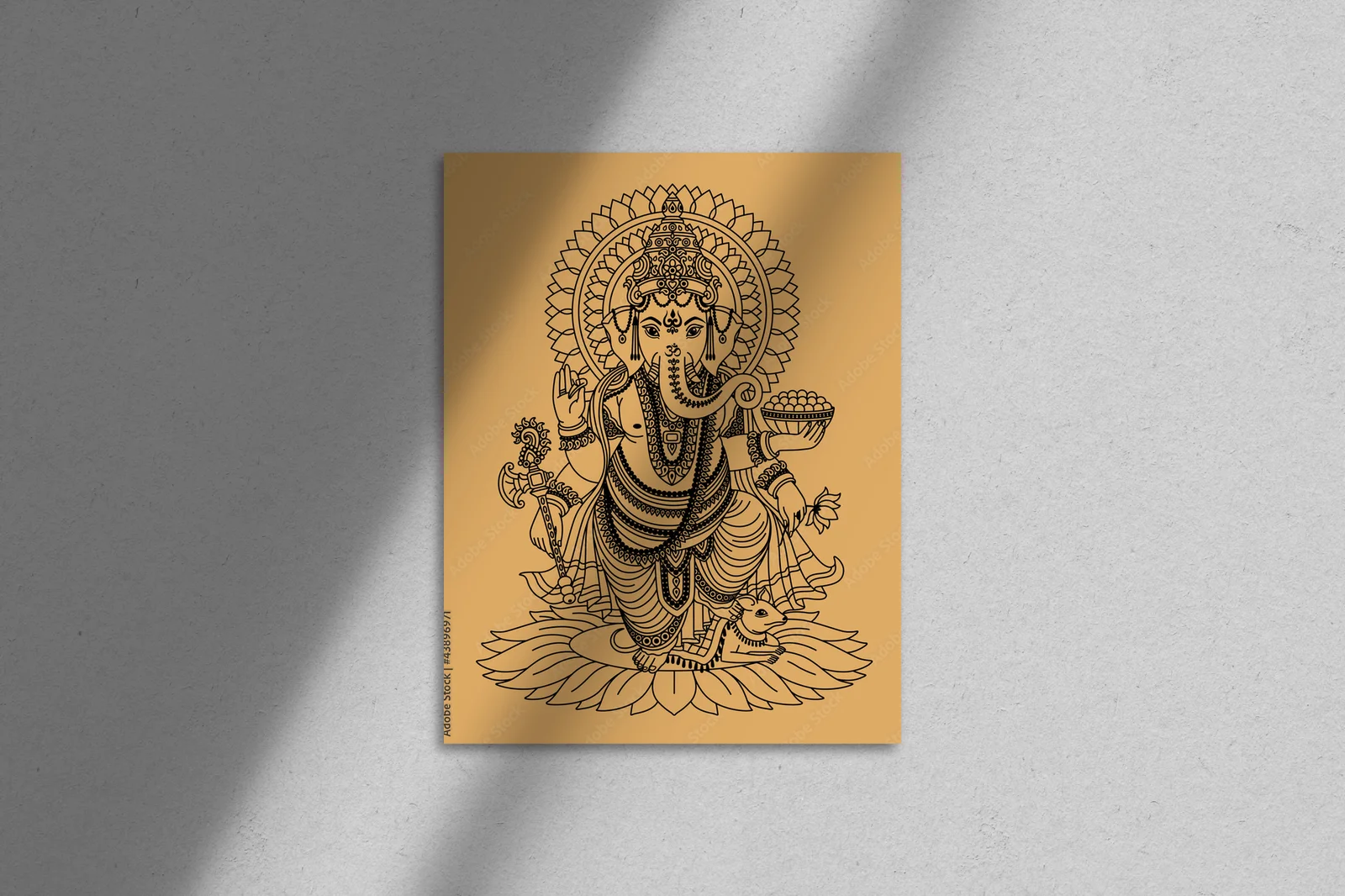 Słoneczny bóstw Ganesha w złotych odcieniach