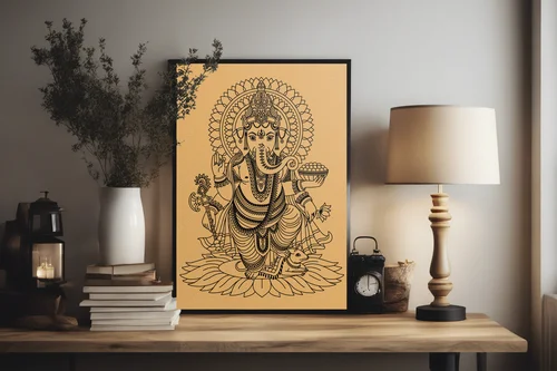 Słoneczny bóstw Ganesha w złotych odcieniach