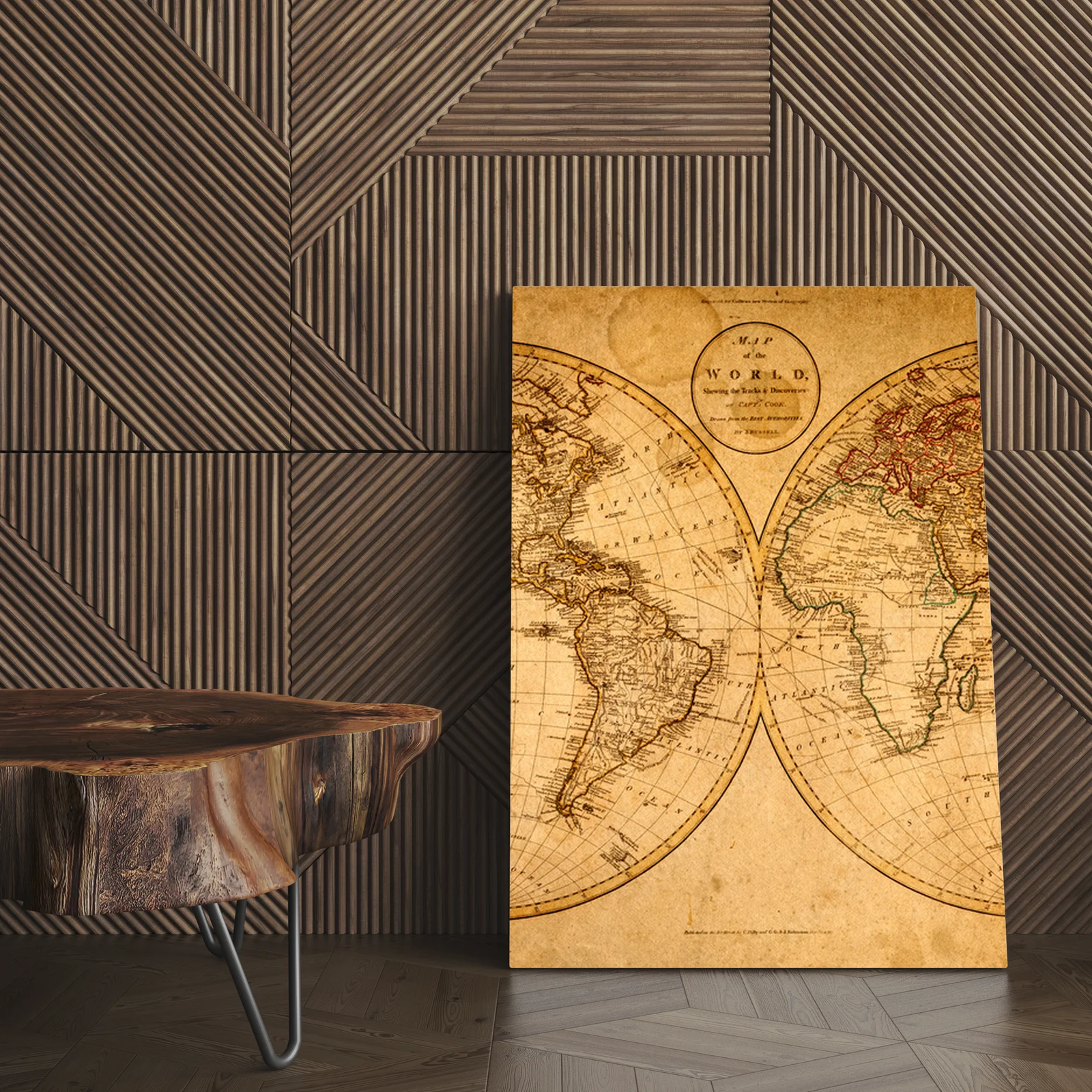Zabytkowa mapa z 1799 roku w rustykalnych odcieniach
