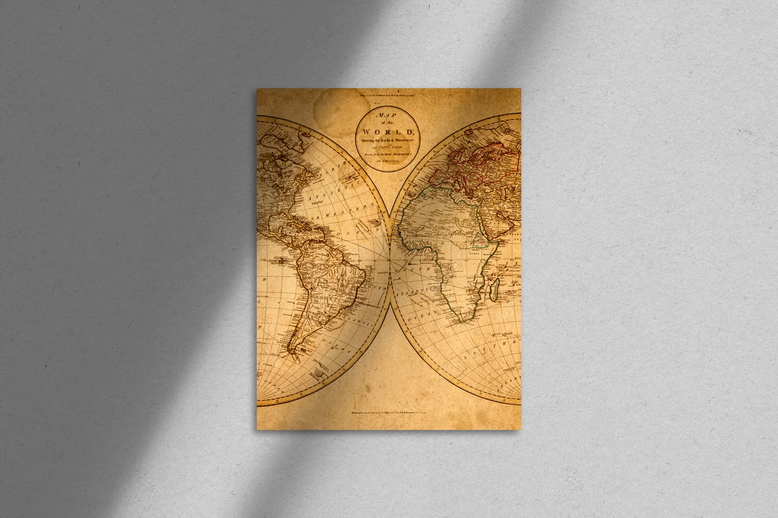 Zabytkowa mapa z 1799 roku w rustykalnych odcieniach