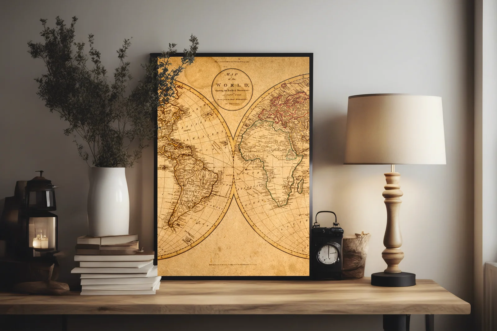 Zabytkowa mapa z 1799 roku w rustykalnych odcieniach