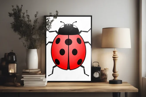 Karciana ilustracja z motywem biedronki