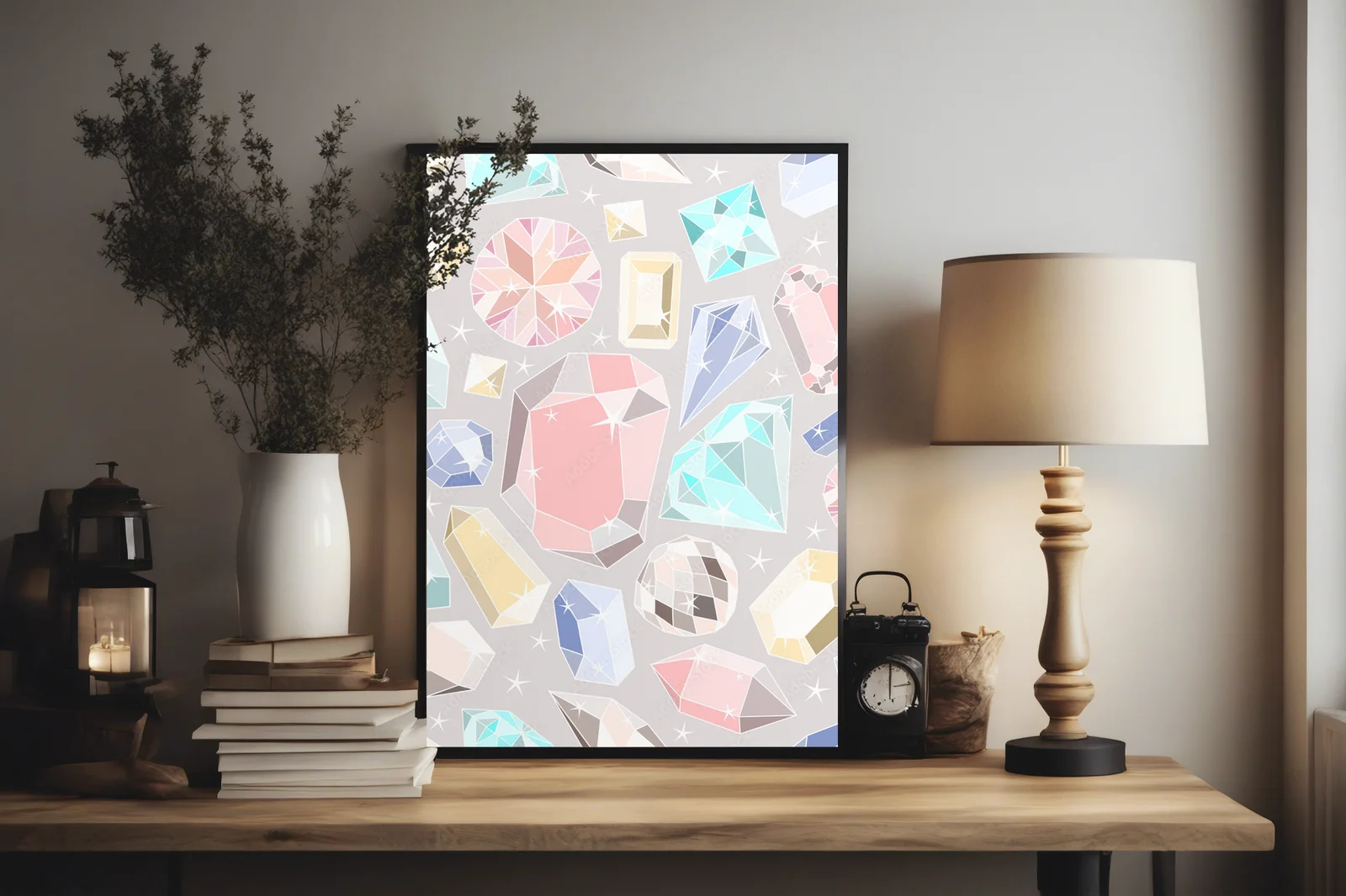 Seamless kompozycja w pastelowych diamentach