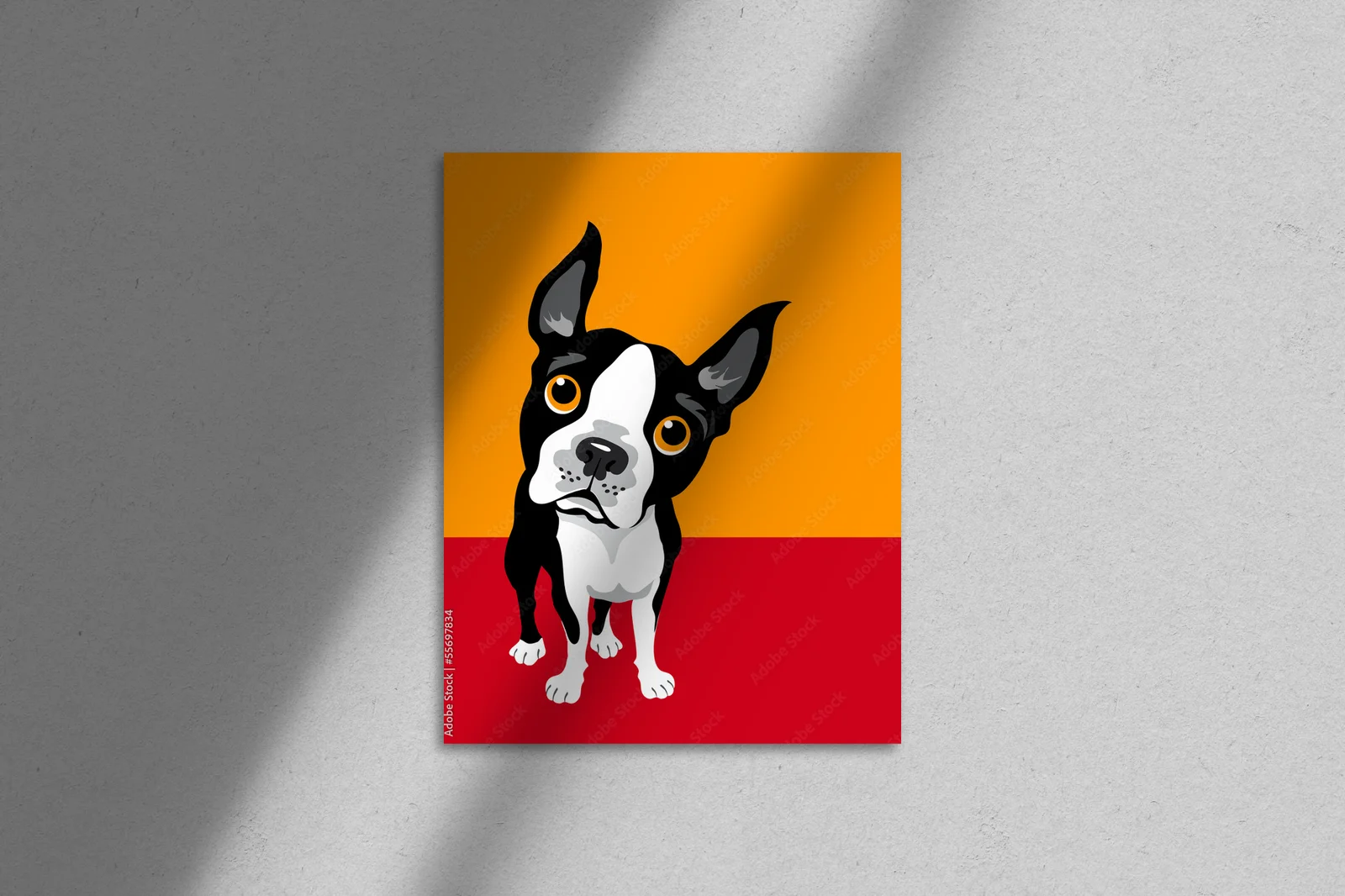 Zabawne ilustracje buldogów bostońskich w żywych kolorach