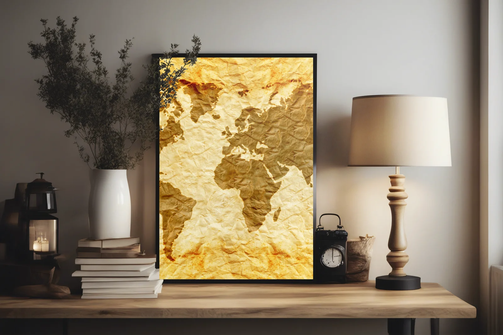 Antyczna mapa świata w odcieniach nostalgii