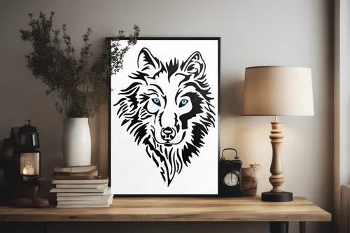 Fascynująca głowa wilka w monochromatycznym stylu