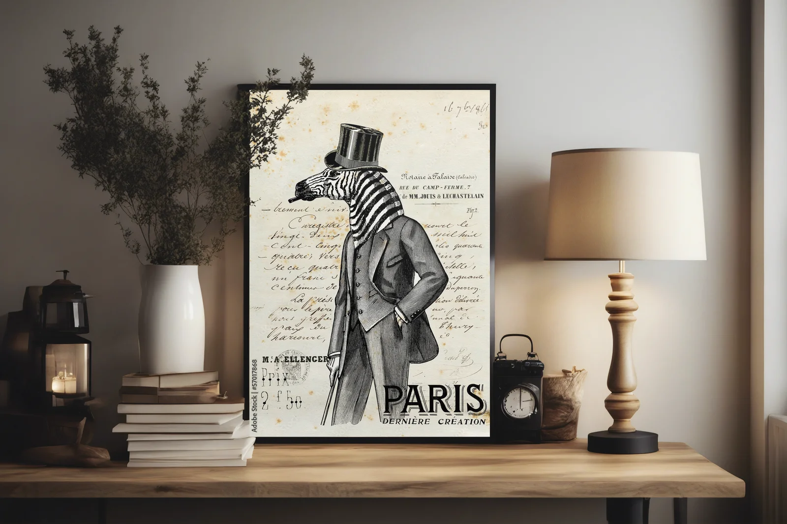 Zebra Man: Elegancja i Surrealizm w Czarnej Aranżacji