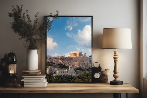 Imponujący Parthenon w bluźniących odcieniach nieba
