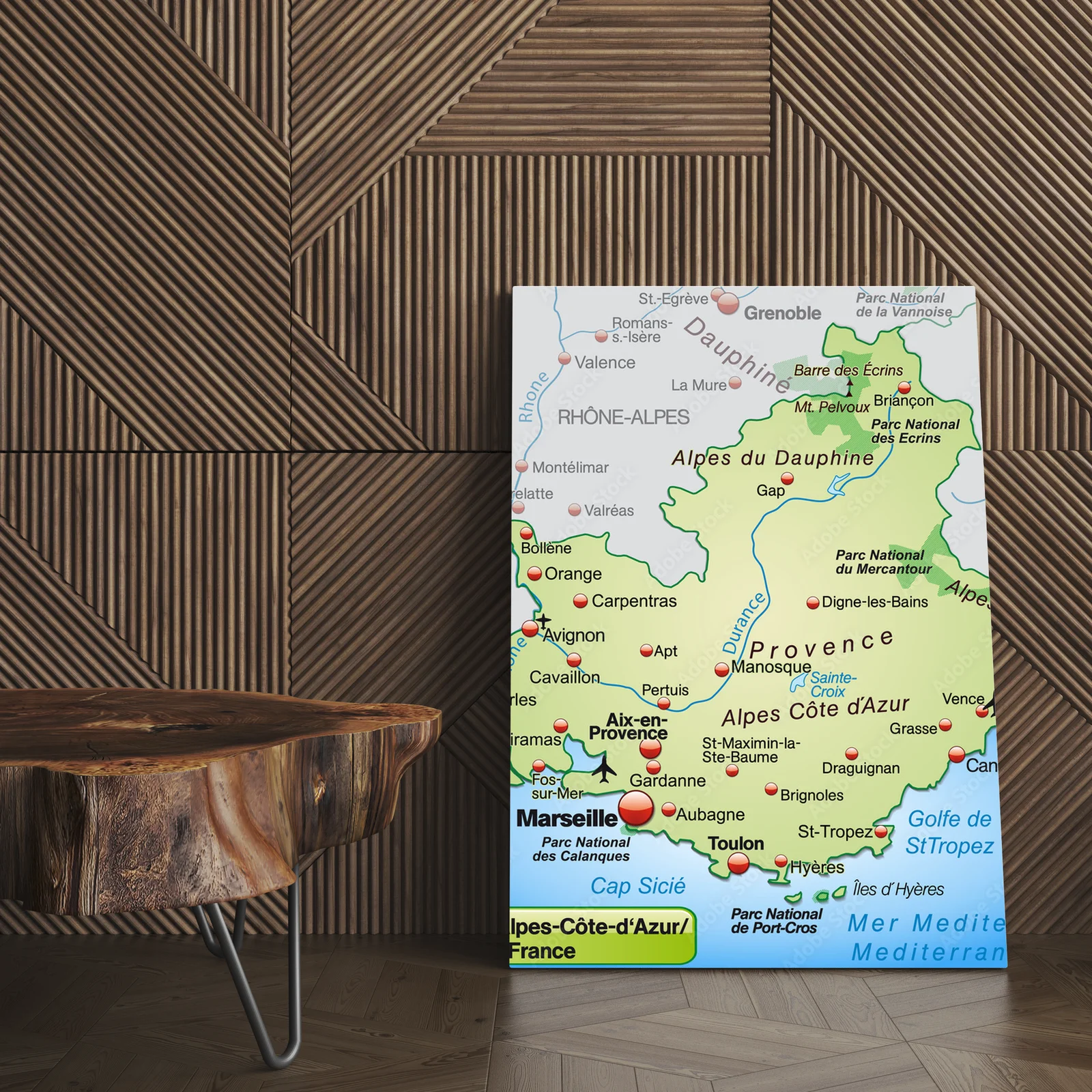 Pastelowa mapa Provence-Alpes-Côte-d-Azur