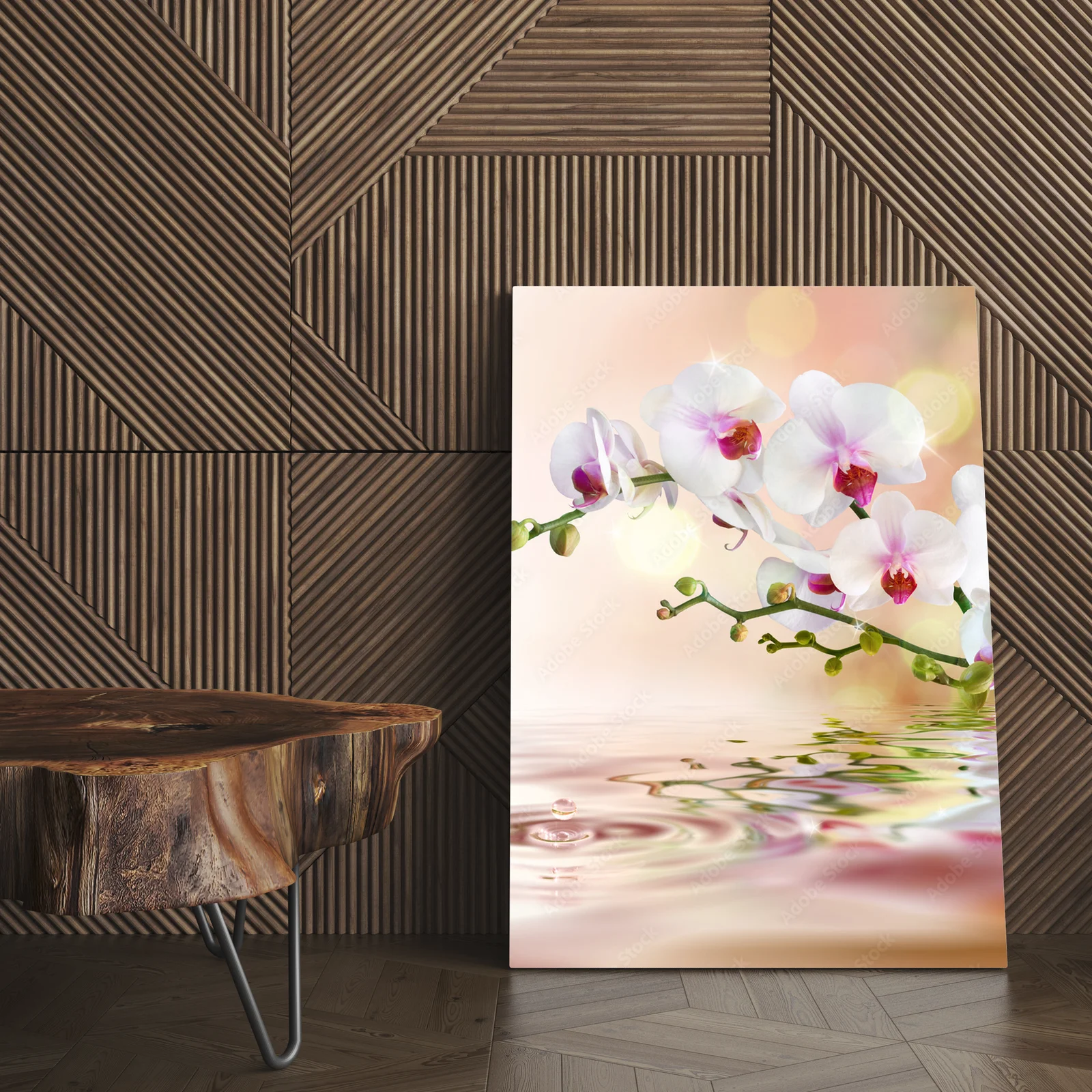 Elegancja białych orchidei na wodnych falach