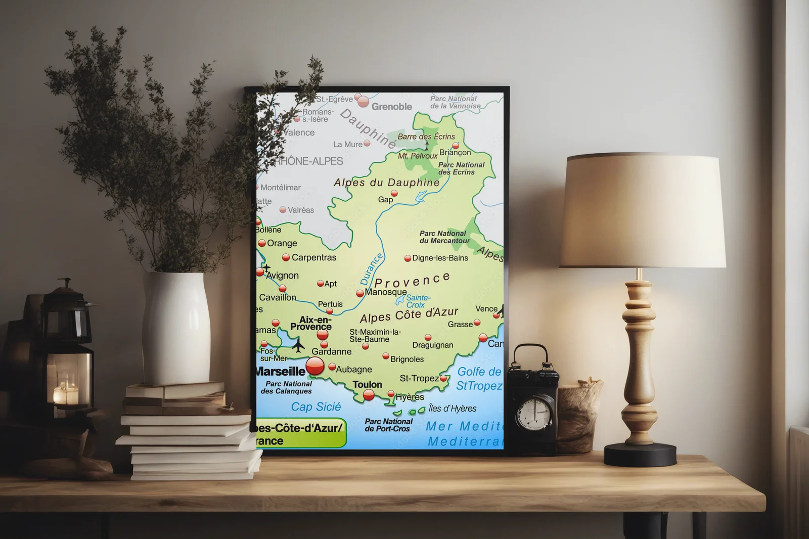 Pastelowa mapa Provence-Alpes-Côte-d-Azur