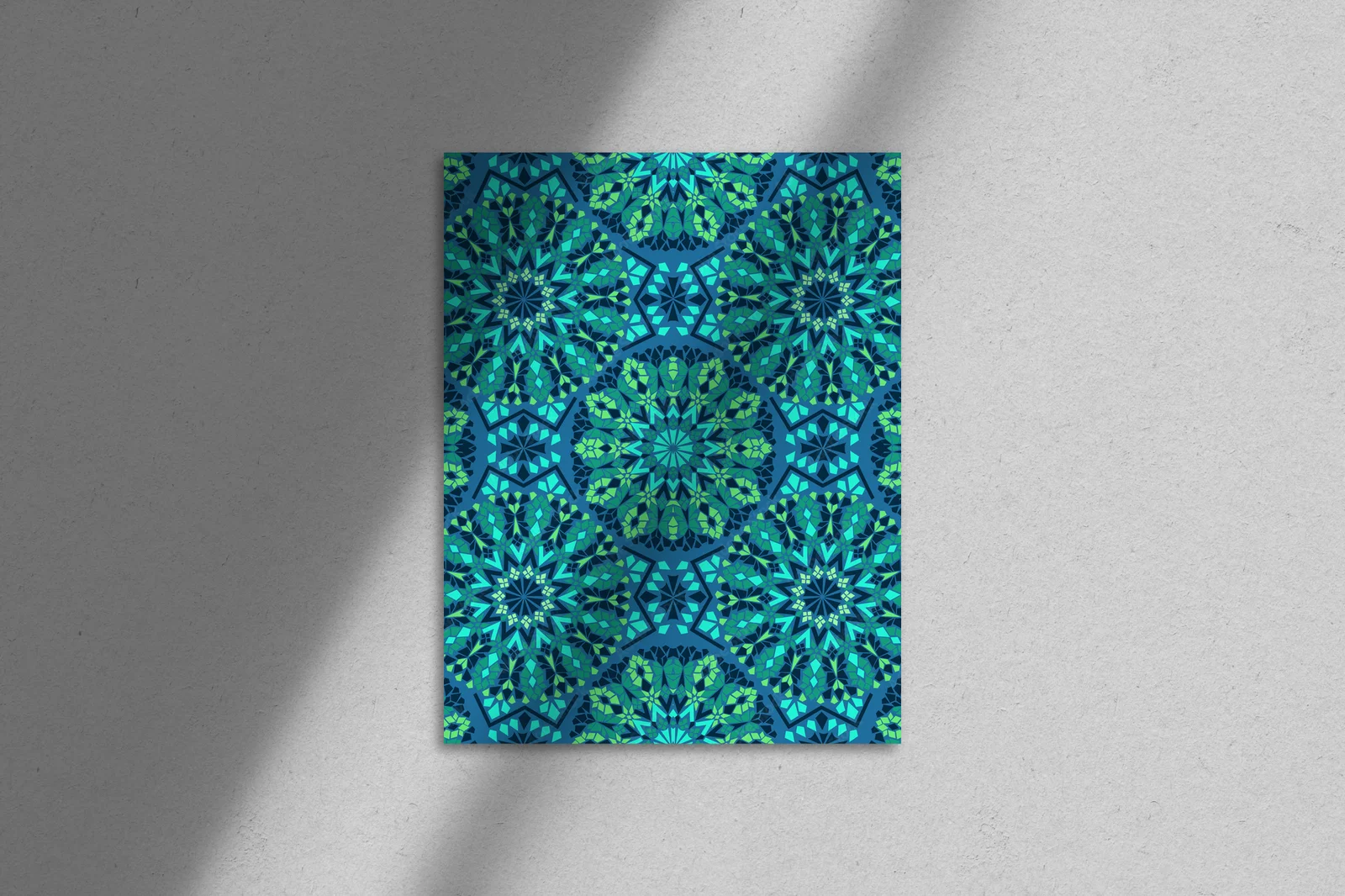 Mosaicowy projekt w odcieniach głębokiego błękitu