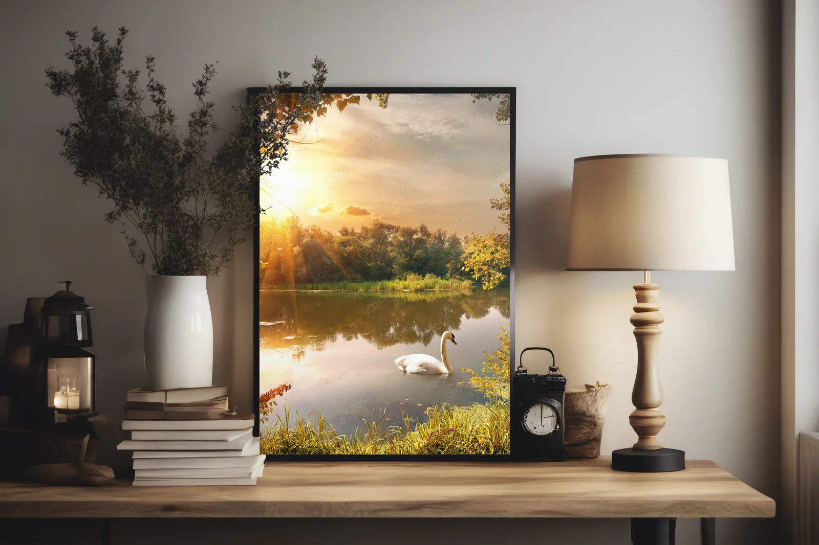 Swan on the Pond: Spokój Natury w Kolorach