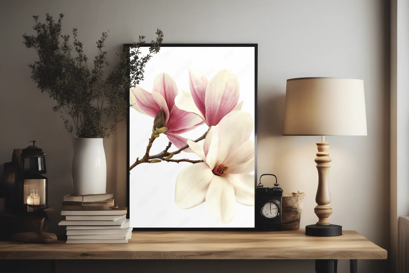 Delikatne kwiaty magnolii w białej harmonii