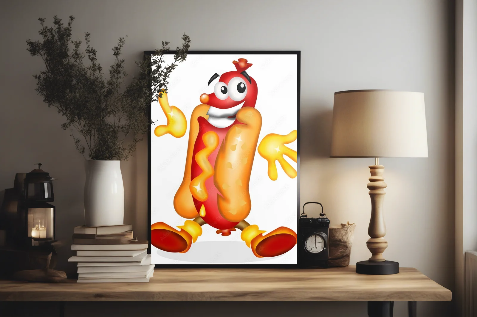 Radosne hot dogi w kolorze promiennej bieli i szarości