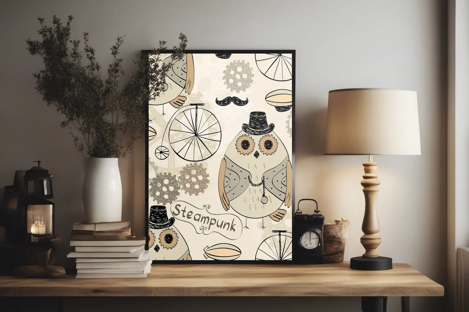 Mechaniczne sowy w nostalgicznym stylu steampunk