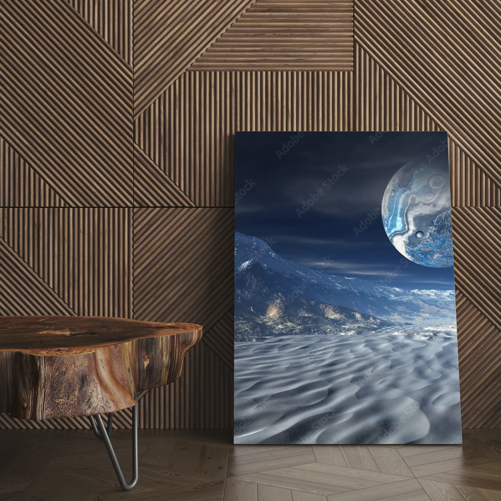 Futurystyczna planetarna sceneria w galaktycznych odcieniach