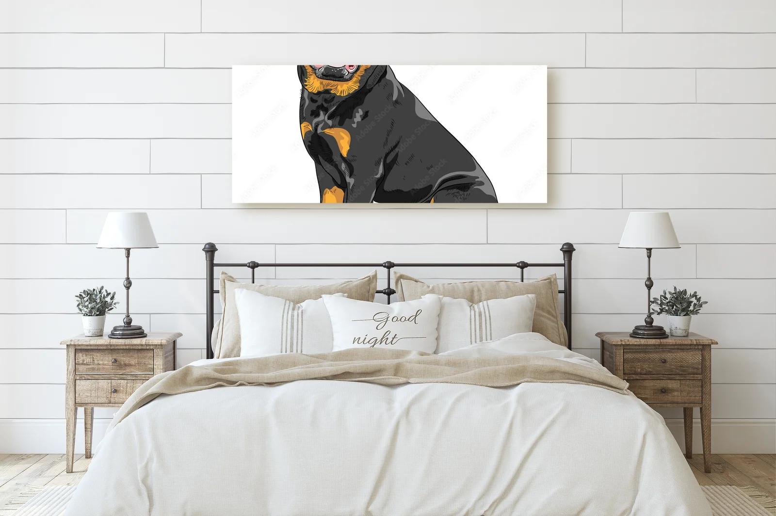 Urok Rottweilera w eleganckim odcieniu bieli