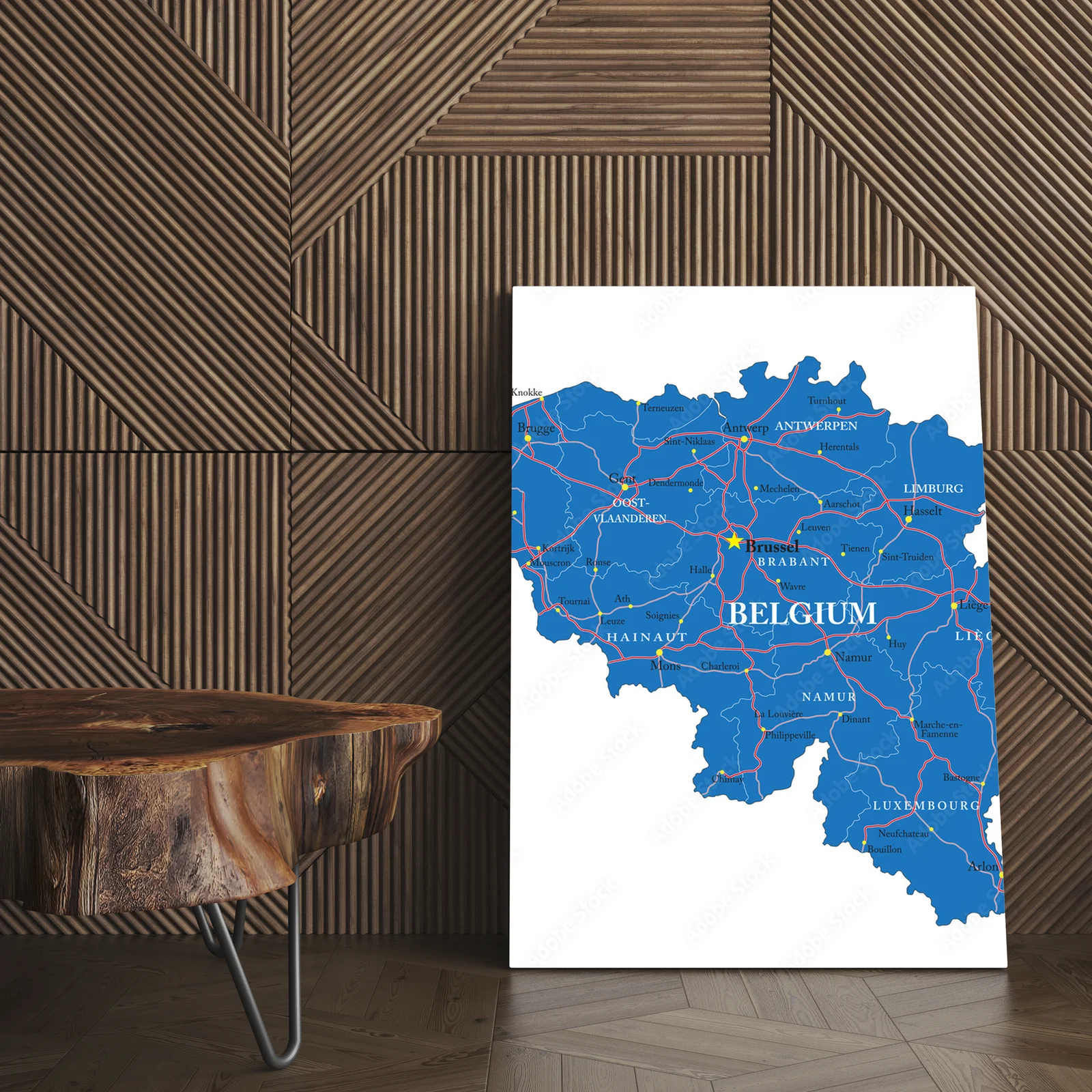 Belgijska mapa w eleganckiej bieli i błękicie