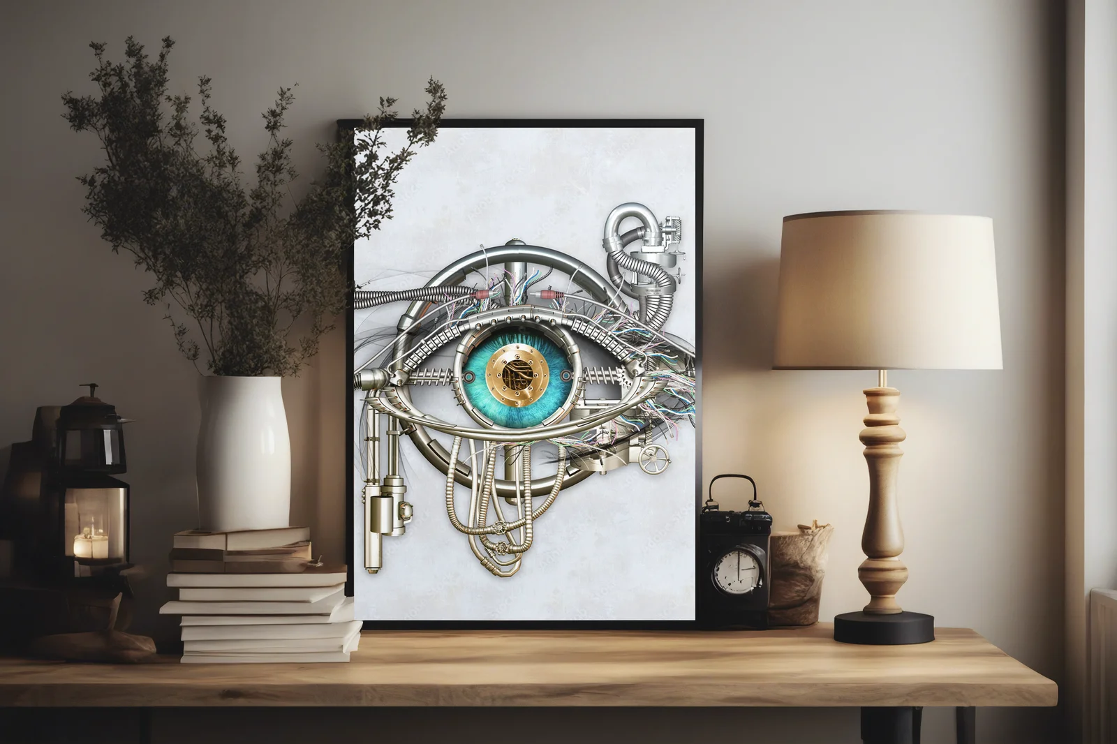 Mechaniczne oko w futurystycznych odcieniach