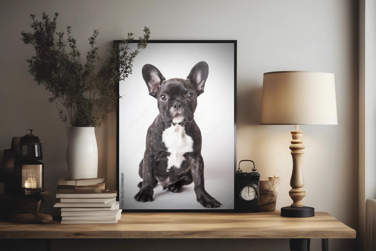 Uroczy portret szczeniaka buldoga francuskiego