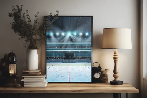 Hokejowa arena pełna emocji w ciemnych barwach