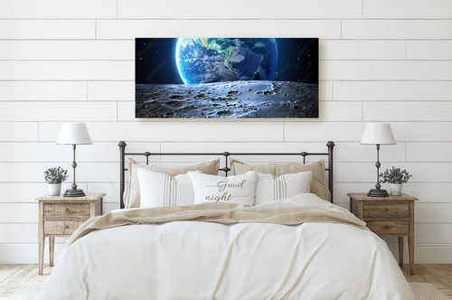 Nocna panorama Ziemi z powierzchni Księżyca