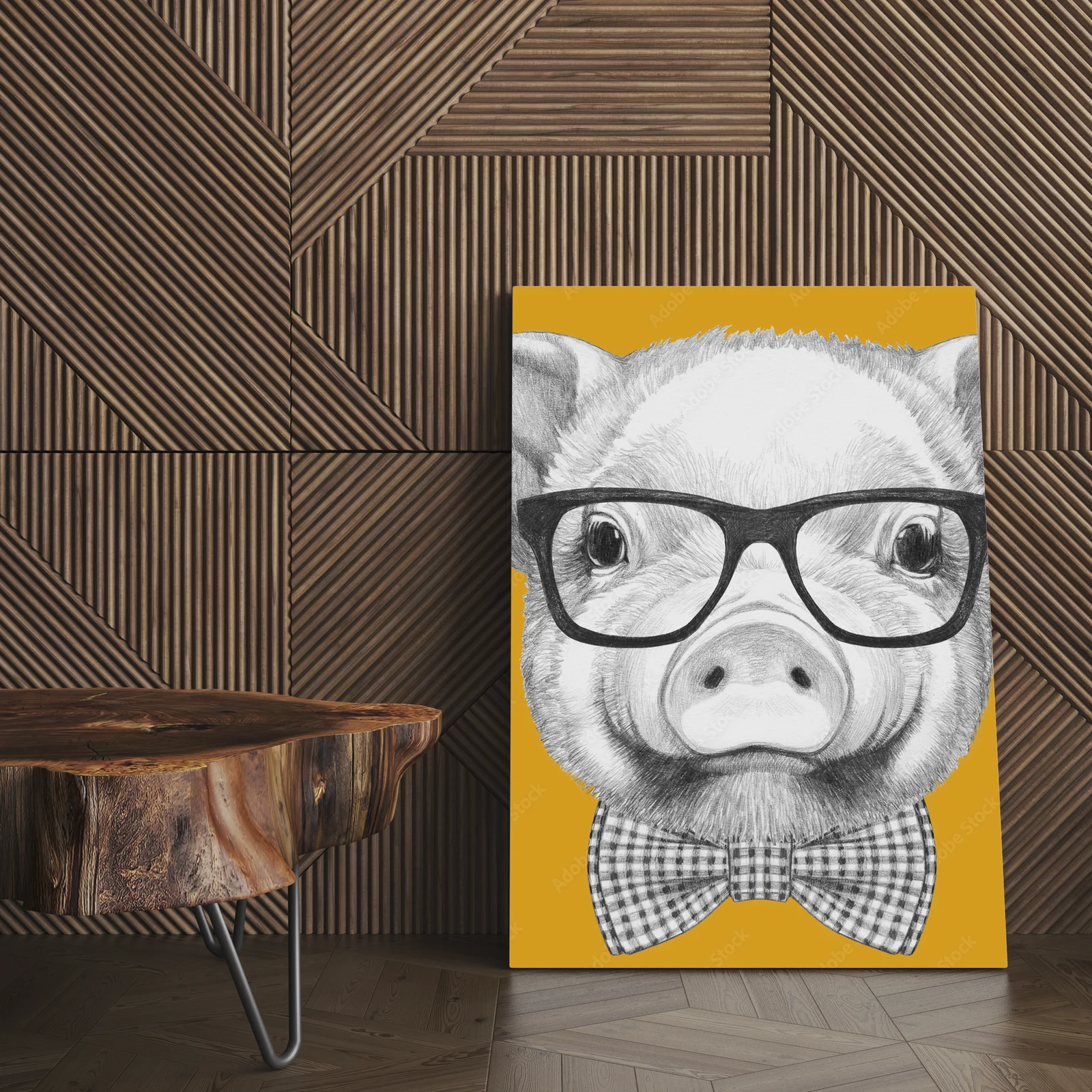 Elegancki portret uroczej świnki w okularach