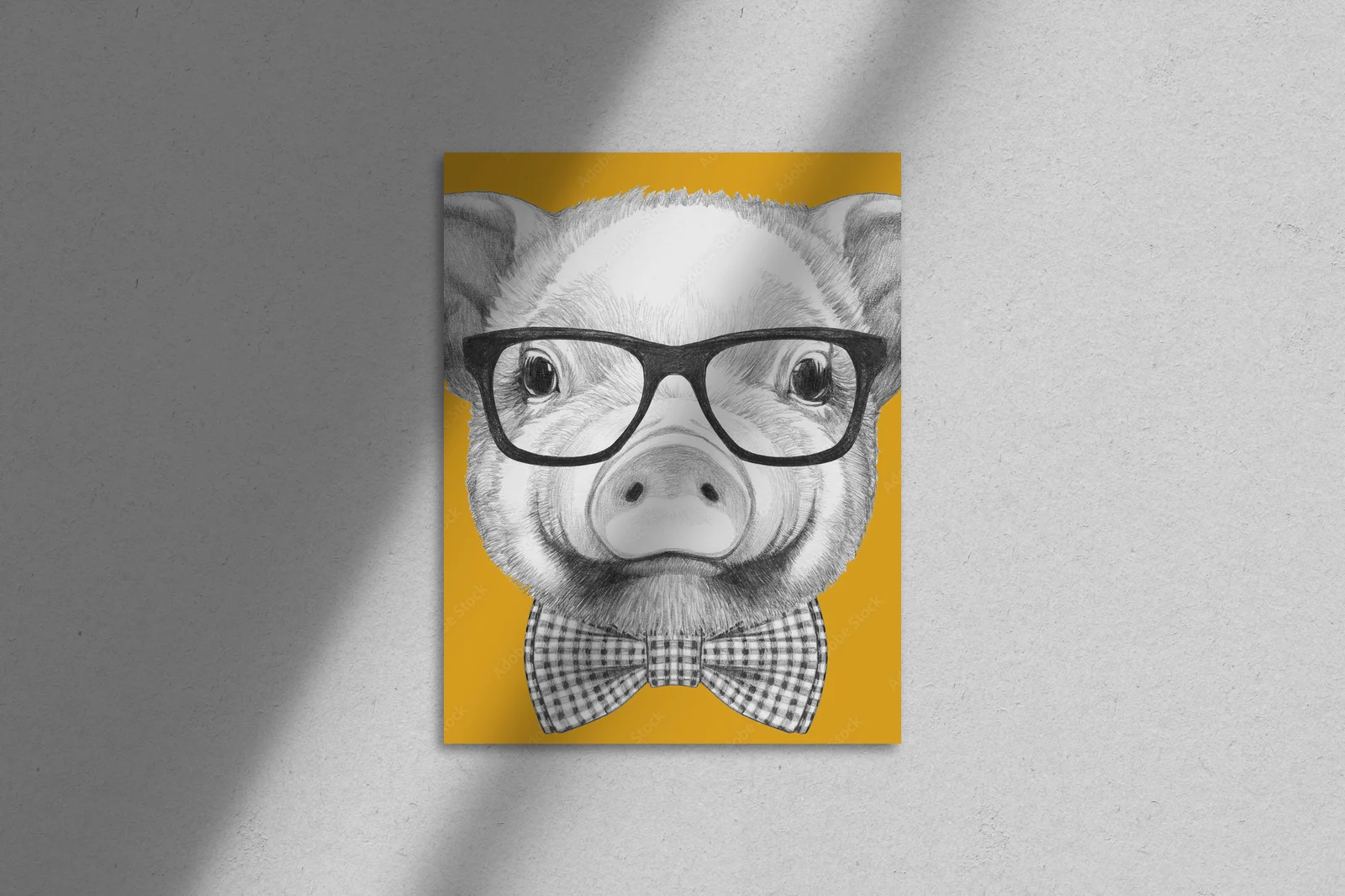 Elegancki portret uroczej świnki w okularach
