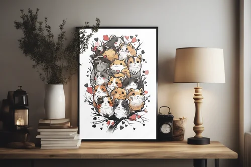 Urocza ilustracja chomika w radosnych kolorach