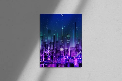Nocna sceneria miasta w cyberpunkowym stylu
