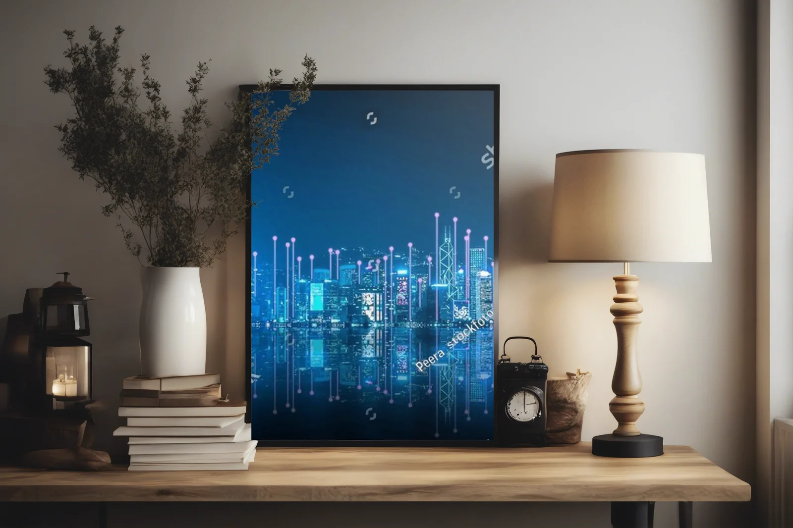 Futurystyczny krajobraz Hongkongu w cyberpunkowych barwach