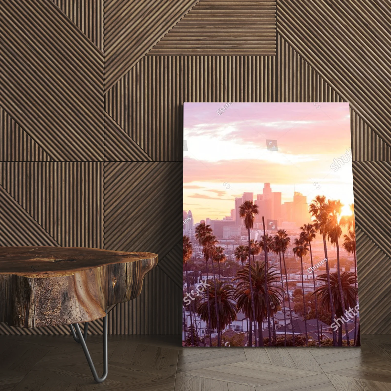 Zachód słońca wśród palm w Los Angeles
