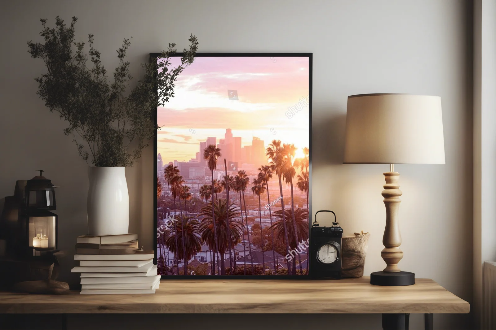 Zachód słońca wśród palm w Los Angeles