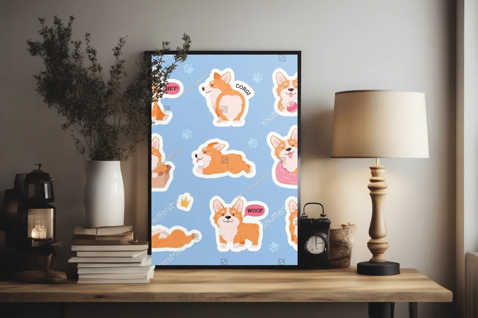 Wesołe Corgi w pastelowych odcieniach