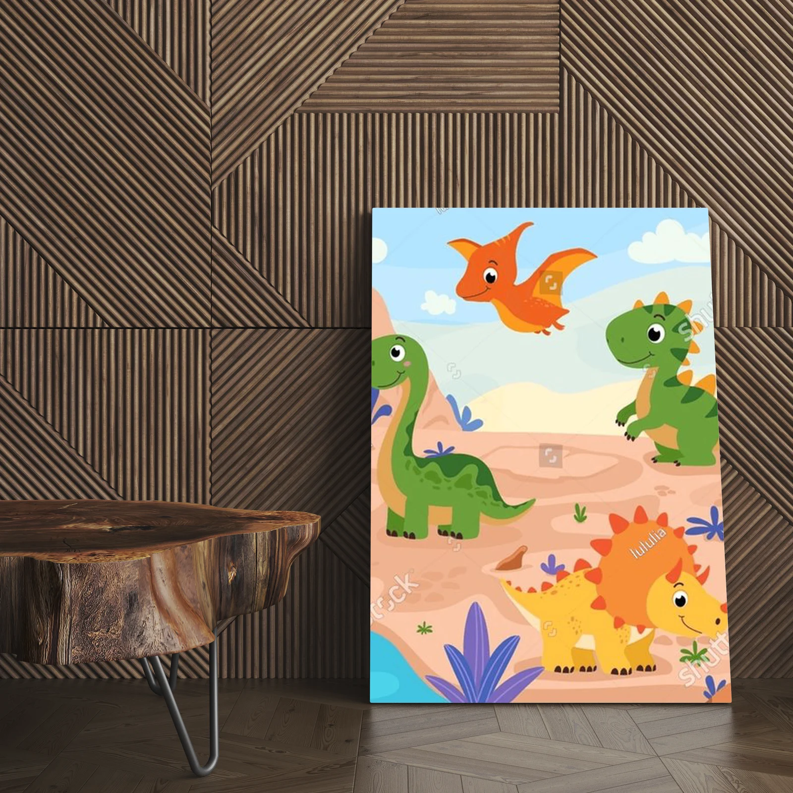 Dinozaury w bajkowym krajobrazie dżungli