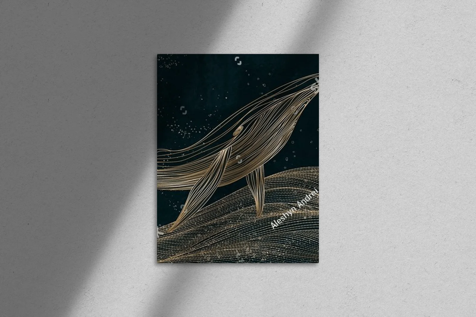 Wyrafinowana głębia oceanu w złotych liniach