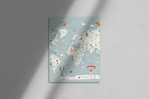 Odkrywcza mapa świata z urokliwymi zwierzętami