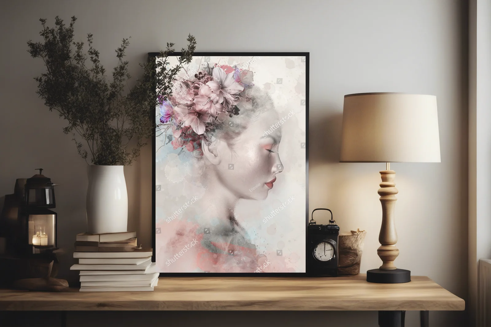 Romantyczny portret kobiety z liliami w tle